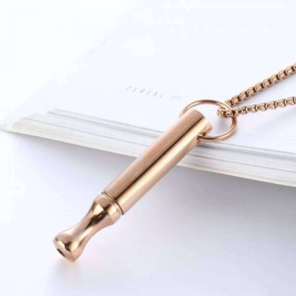Stainless Steel Whistle Shaped Pendant Necklace For Women Men Relieve Stress Anti Anxiety Quit Smoking Choker Meditation Jewelry H260312
