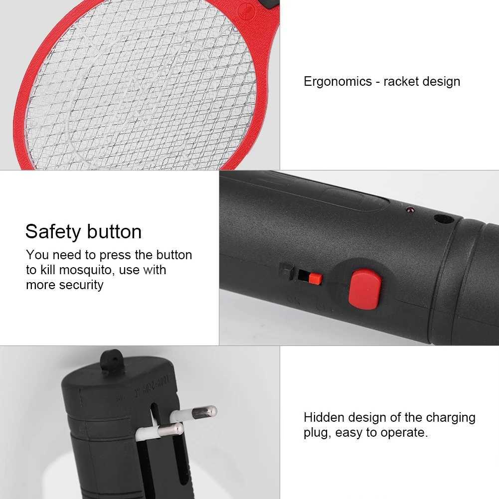 Cordless Rechargeable Electric Fly Mosquito Swatter Bug Zapper Racket Insects Killer Electric Fly Swatter Electric Bug Swatter H260313