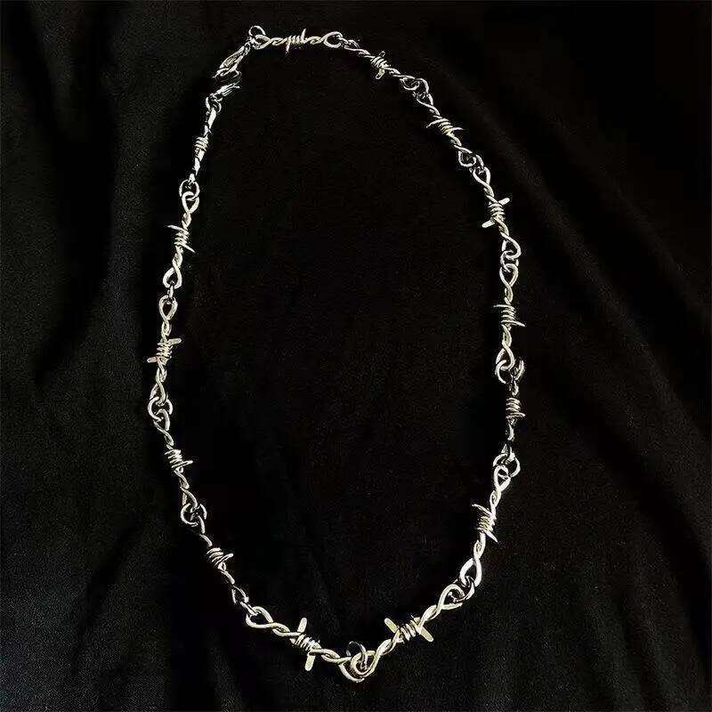 TrendMen Hiphop/Rock Rattan Thorns Necklaces For Men Fashion Silver Color Metal Choker Clavicle Chain Party Jewelry Gifts H260312