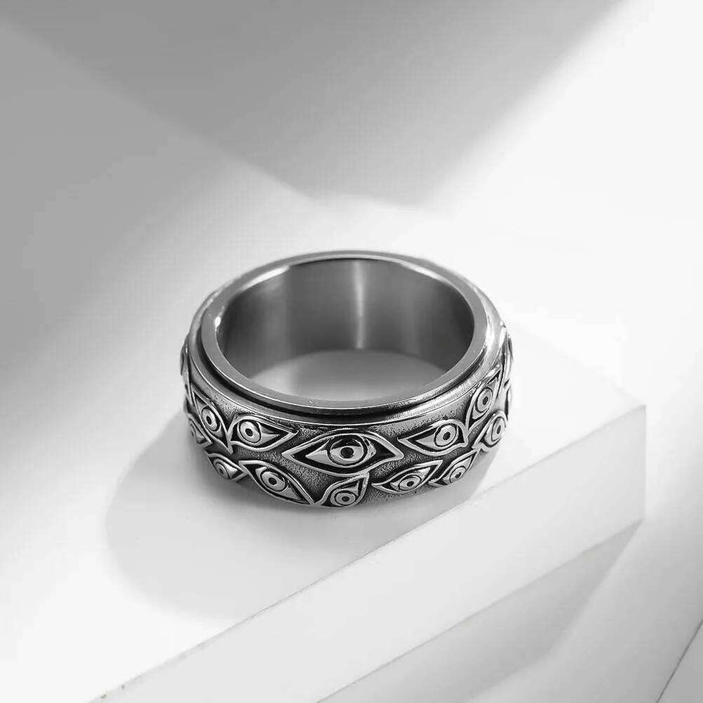 Vintage The Carved Eye Of God Mens Stress Ring For Rotating Anxiety Stainless Steel Fidget Spinner Rings Anillos De Ansiedad H260312