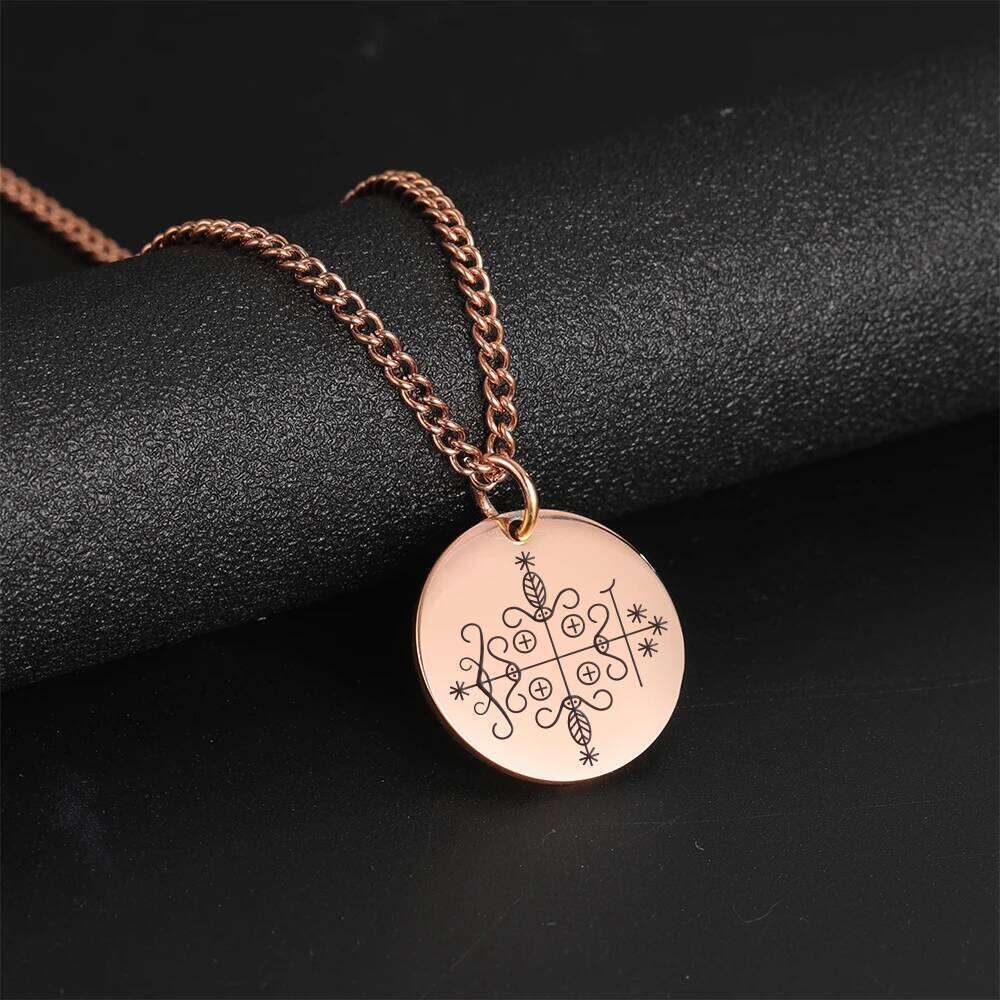 Dawapara Voodoo Veve Papa Legba Amulet Pendant Necklace Stainless Steel Jewelry Golden Hoodoo Talisman Necklaces H260312