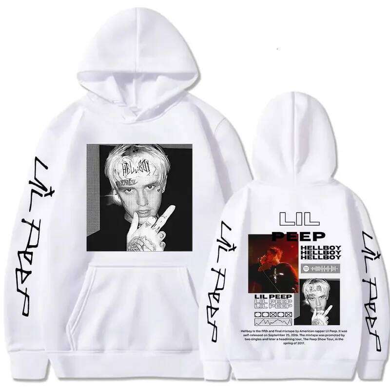 Rapper Lil Peep Hoodies Hellboy Crybaby Hip Hop Graphic Sweatshirts Men's Women Clothing Aesthetic Oversized Casual Pullovers Z260314