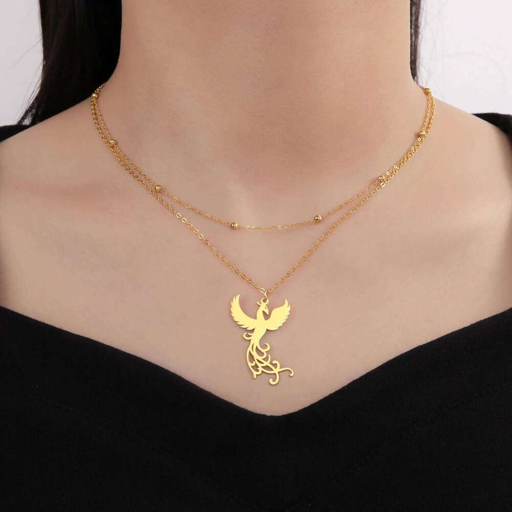 Exquisite Phoenix Flamingo Pendant Necklace Stainless Steel Animal Unisex Rebirth Bird Natural Talisman Jewelry H260312