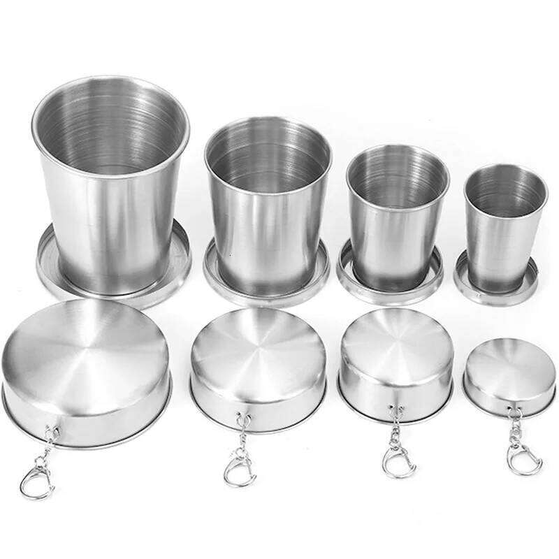 Stainless Steel Collapsible Camping Retractable Telescopic Travel Toiletry Creative Compression Cup Mini Handy oldingCup Z260314