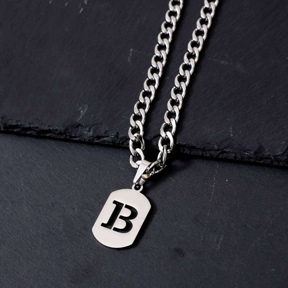 26 Letter Stainless Steel Men Pendant Necklace Hip Hop Cuban Chain Minimalist Rock Fashion Jewelry for All Seasons H260312