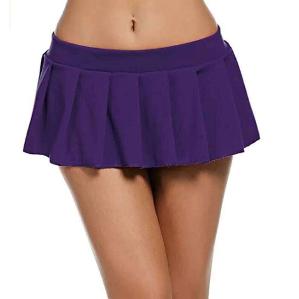 Sexy Women's Pleated Super Mini Skirt Solid Color Cosplay Lattice Club Party Performance Costume Skirts Female Clothing Z260314