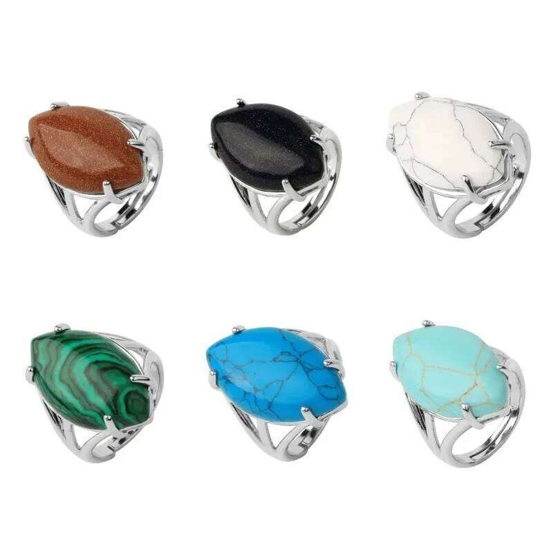 Oval Natural Stone Amethyst Ring for Boys Women Gift Retro Boho Gothic Anillos Steampunk Style At Halloween party H260312