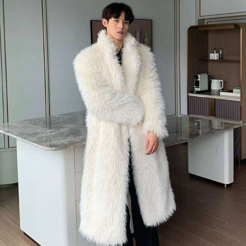Men's Winter Clothing Faux Fur Coats High-end Windbreaker Frost-resistant Thickened Warm Long Leather Coat Loose Black Z260313