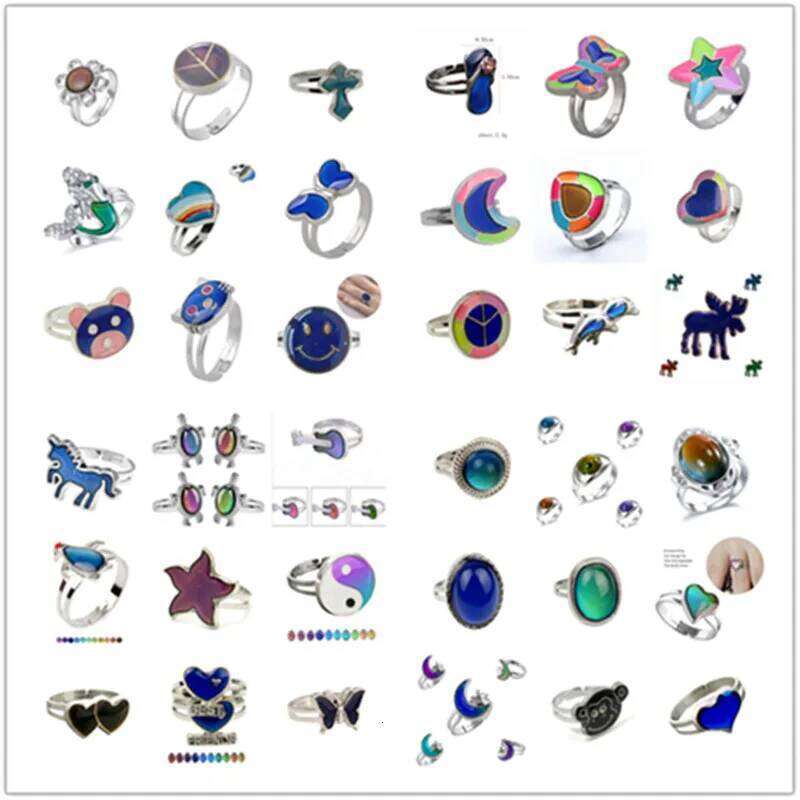 rs' Heart-Shaped Color Change Mood Adjustable Emotion Feeling Changeable Temperature Ring 1PC Dropshipping Gift H260312
