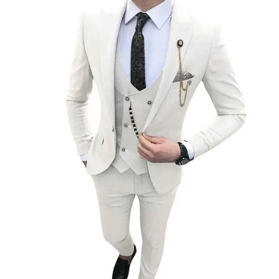 Ternos de baile slim fit para homens smoking de casamento do noivo lapela mxima blazer comercial calas masculinas traje f M260313