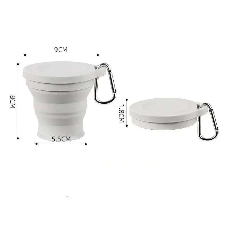 Outdoor Camping Silicone Folding Cup with Hanging Hook Portable Travel Water Bottle Collapsible for Hiking Backpacking Z260314