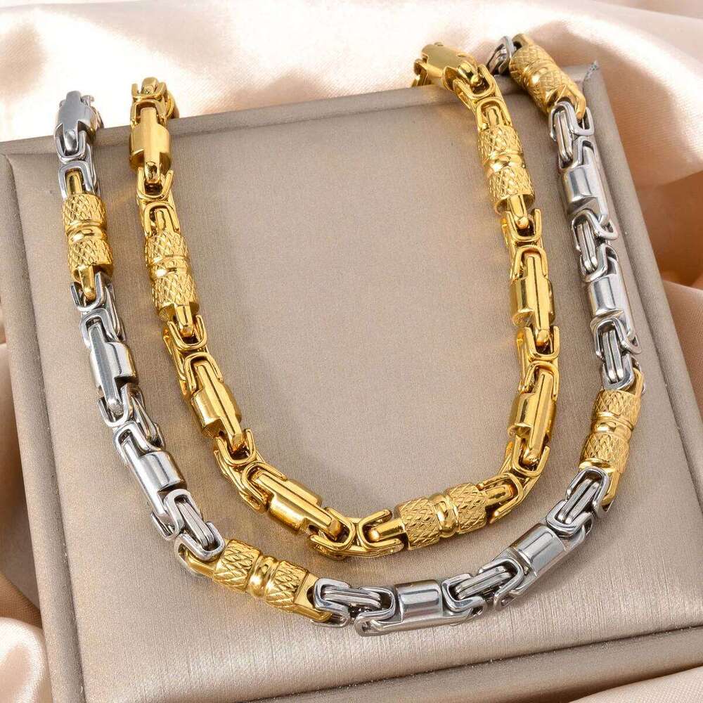 New Men's and Women's Stainless Steel Necklaces Geometric Byzantine Chains Retro Hip-hop Punk Party Jewelry Gifts H260312