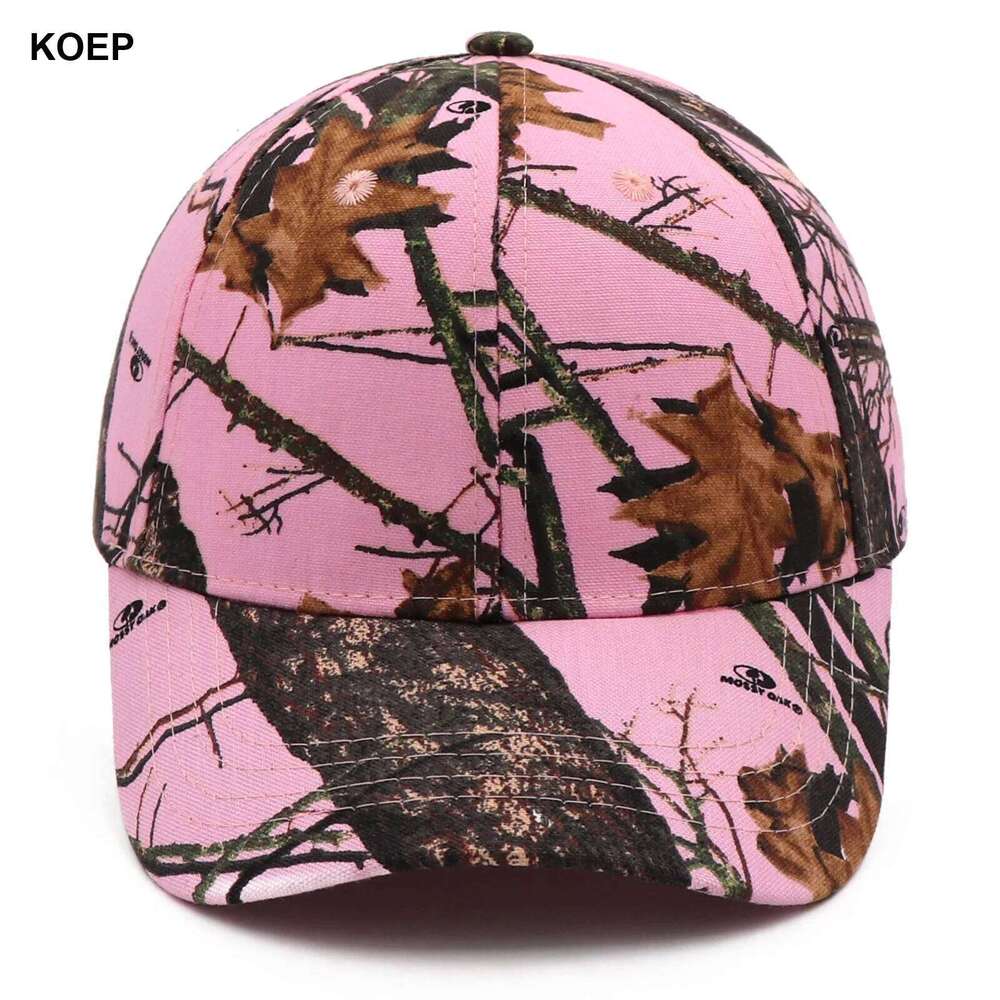 KOEP Oak Tree Pink Camo Hunting Fishing Baseball Caps Camouflage Hats Suitable For Women's Outdoor Sports Z260313