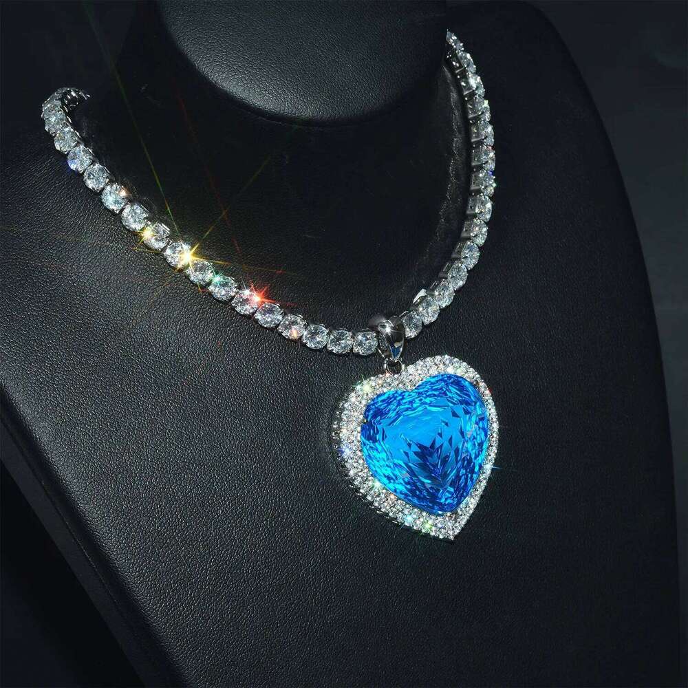 of the Ocean Forever Necklaces Heart Green/Blue Crystal Charm Choker Pendant For Women Girls Valentine's Day Gifts H260312