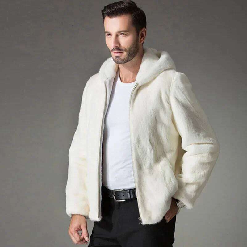 Men's Faux Coat Winter Thicken Fluffy Long Sleeve Warm Outerwear Luxury Fur Bontjas Jacket Hooded Plush Coats 2026 Z260313