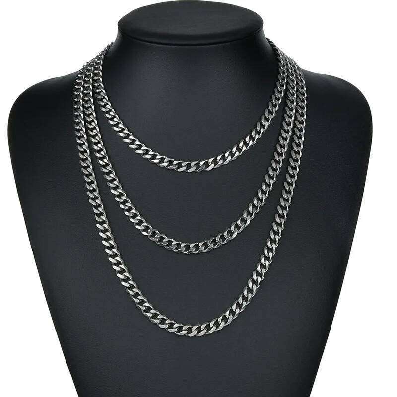 Fashion New 3MM Cuba Chain Men Stainless Steel Gold Color Long Necklace For Women Jewelry Gift Collar Hombres H260312