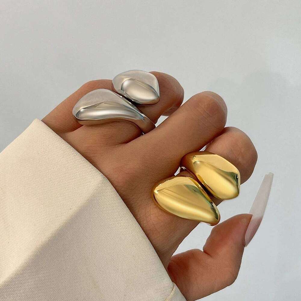 Ingemark Exaggerated Punk Smooth Water Drop Snake Rings for Women Vintage Geometric Adjustable Open Finger Ring Couple Jewelry H260312