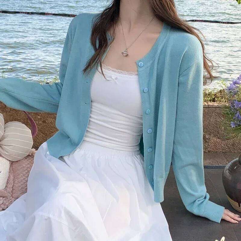 Long Sleeve Knitted Cardigans Shirt Women Sweaters Autumn Spring Fashion Female Casual Elastic Knit Small Coats Knitwear Tops Z260313