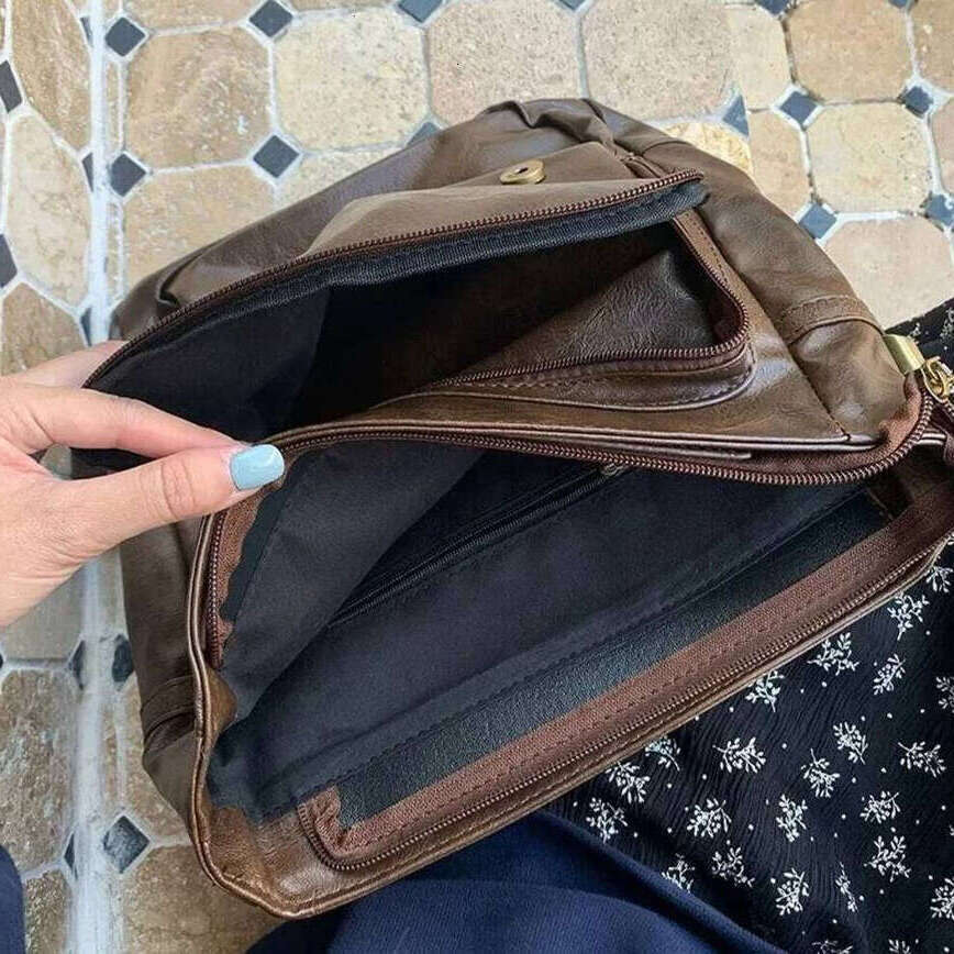 TAURUSCIAGA Large Capacity Vintage Women Backpack PU Leather Preppy Student School Mochila Rucksack Shoulder Bag Female Daily Versatile Bag