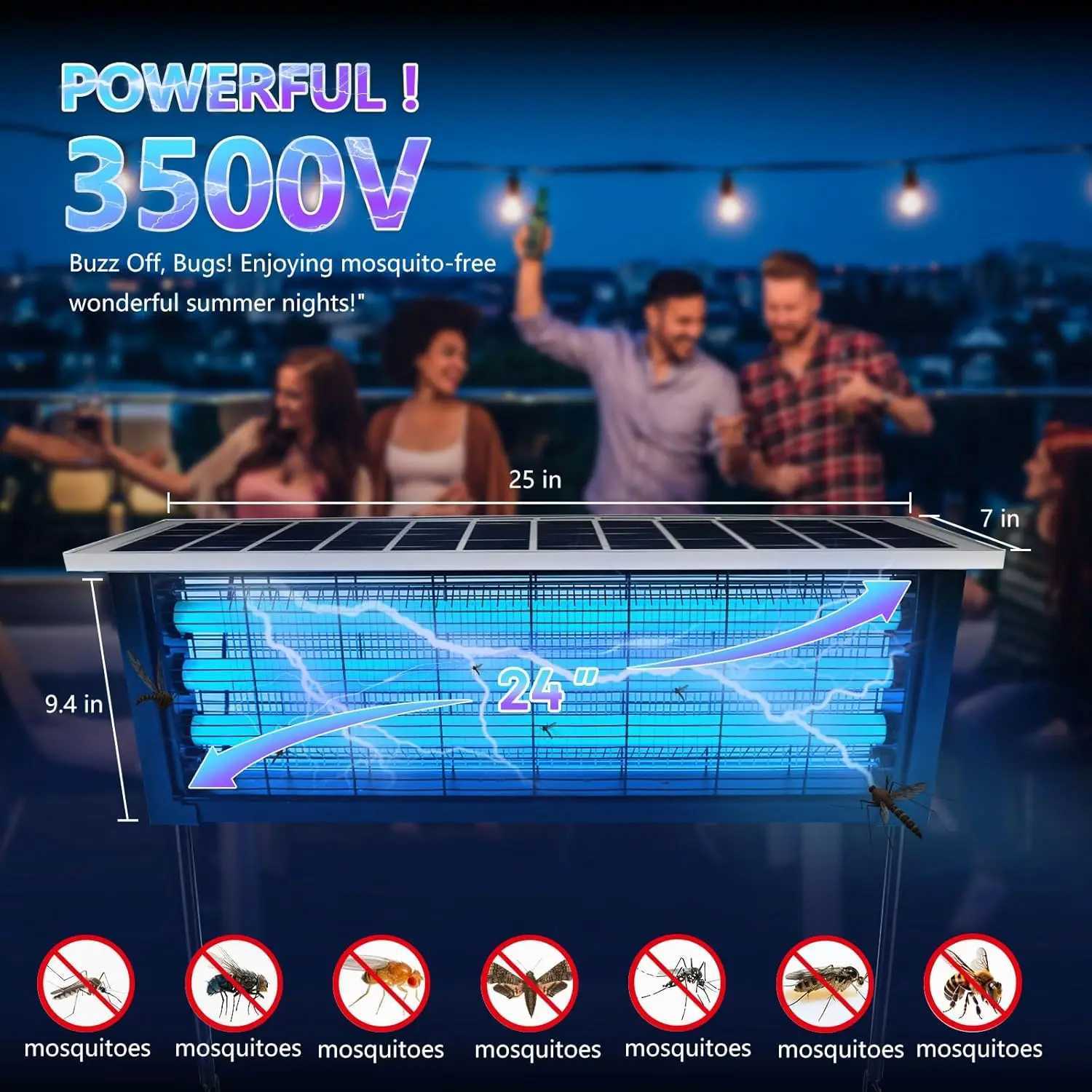 Powerful Large Solar Bug Zapper Outdoor Rechargeable Mosquito Killer Lamp Mosquito Repellent for Patio Garden Backyard Camping H260313