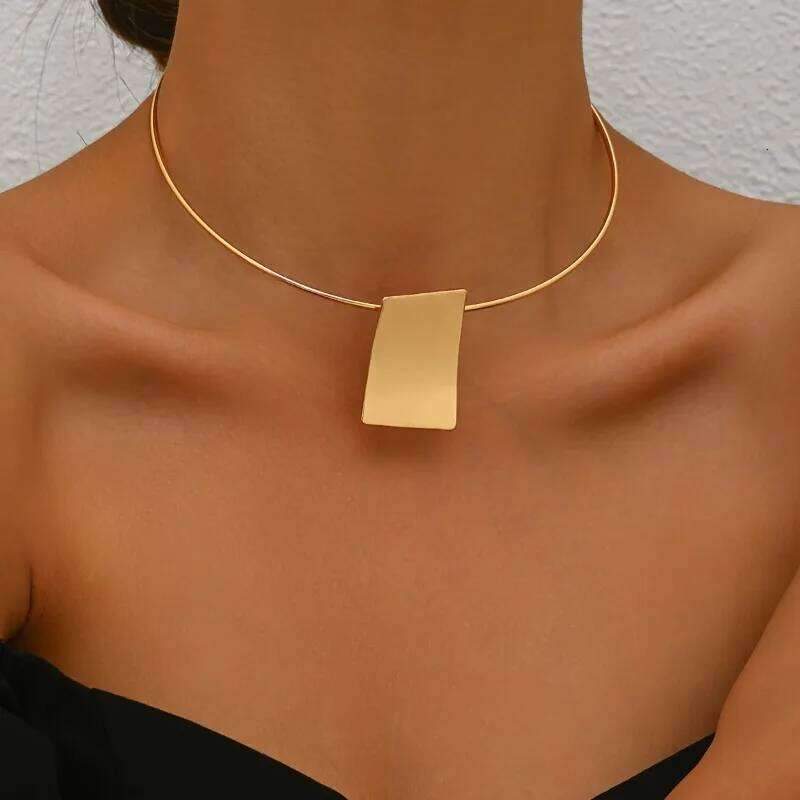 Geometric Square Choker Necklace Vintage Style Jewelry for Women Collar Women's Simple Holiday Party Accessories H260312
