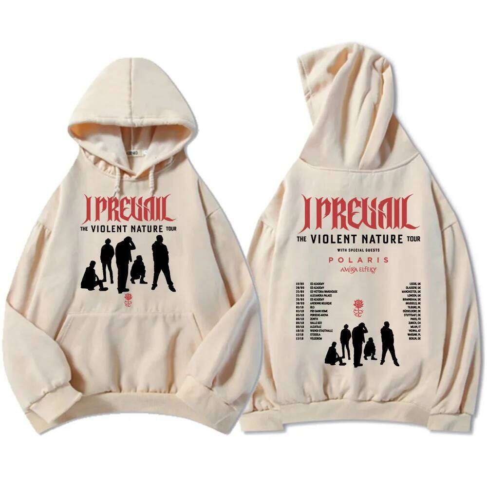 I Prevail VIOLENT NATURE Tour 2026 Hoodies Fashion Long Sleeve Winter Hooded Sweatshirts Punk Band Graphic Print Pullovers Mens Z260314