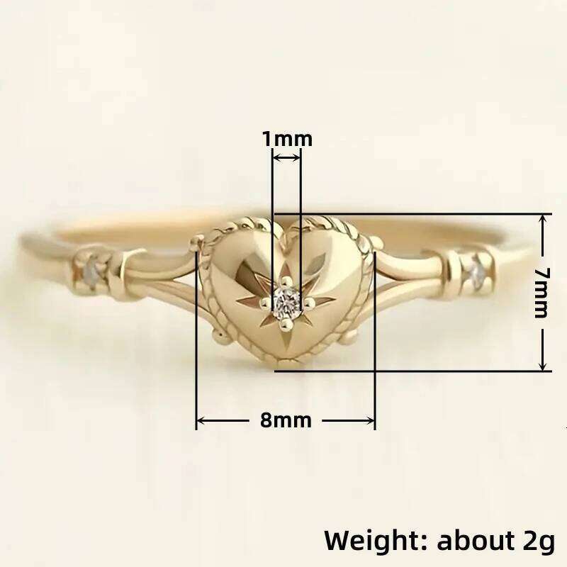 Huitan Gold Color Heart Rings with Shiny Cubic Zirconia for Women Delicate Wedding Band Accessories Trendy Engagement Jewelry H260312