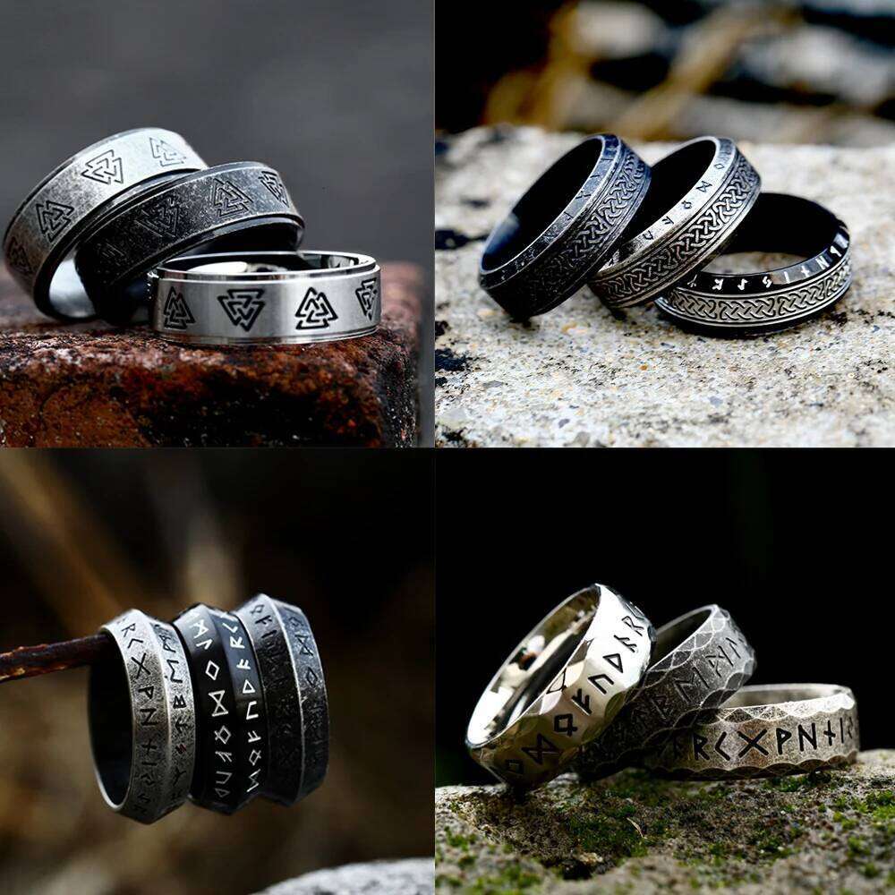 Fashion Nordic Rune Ring for Men Women Simple Amulet 316L Stainless Steel Vintage Viking Rings Jewelry Gift Wholesale H260312