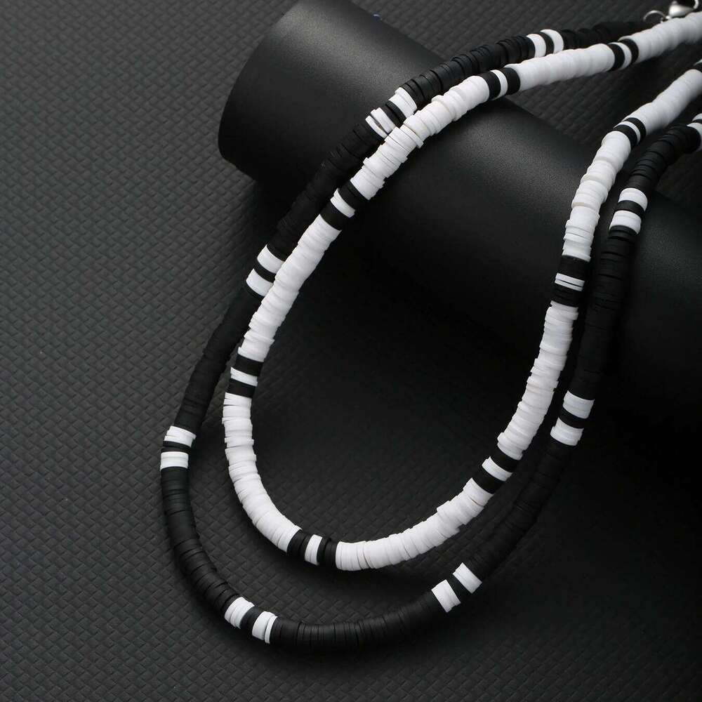 Collar Hombre Bohemia White Black Soft Polymer Beads Collier Homme Male Necklace for Men Women Collana Uomo H260312