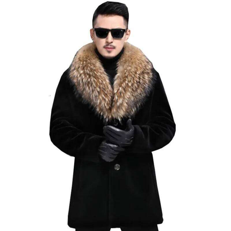Luxury Brand Men's Autumn Winter Top Coat Faux Fur Collar Warm Simple Comfortable Casual Design Fashion Versatile Skinny Z260313