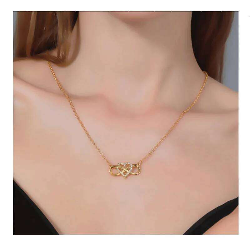 Romantic Fashion Silver Gold Color Infinity Forever CZ Lucky Heart Pendant Necklace for Women Gift Jewelry H260312