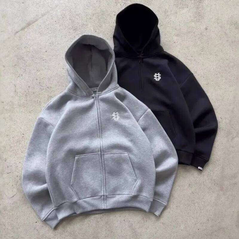 Letter Embroidered Casual Zipper 2025 New Popular Y2K Men's and Women's Hip Hop Street Hoodie Z260314