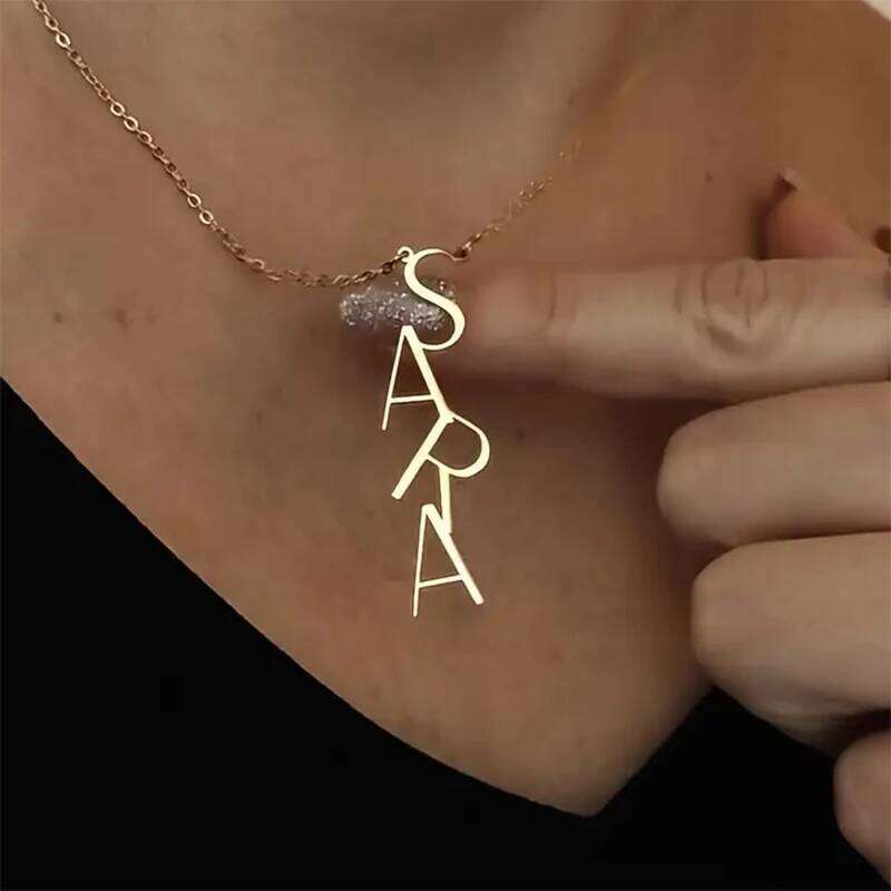 Customized Name Necklace Simple Personalized Stainless Steel Clavicle Chain Ladies Large Letter Pendant Jewelry Gift H260312