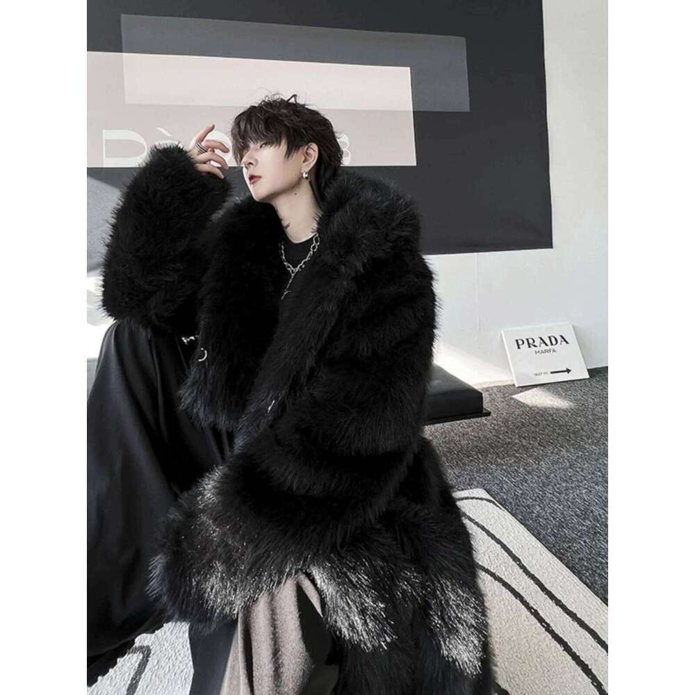 Thiened Long Men's Fake Fur Faionable Loose Winter Coat Warm Thi Windbreaker Commute Sle Z260313