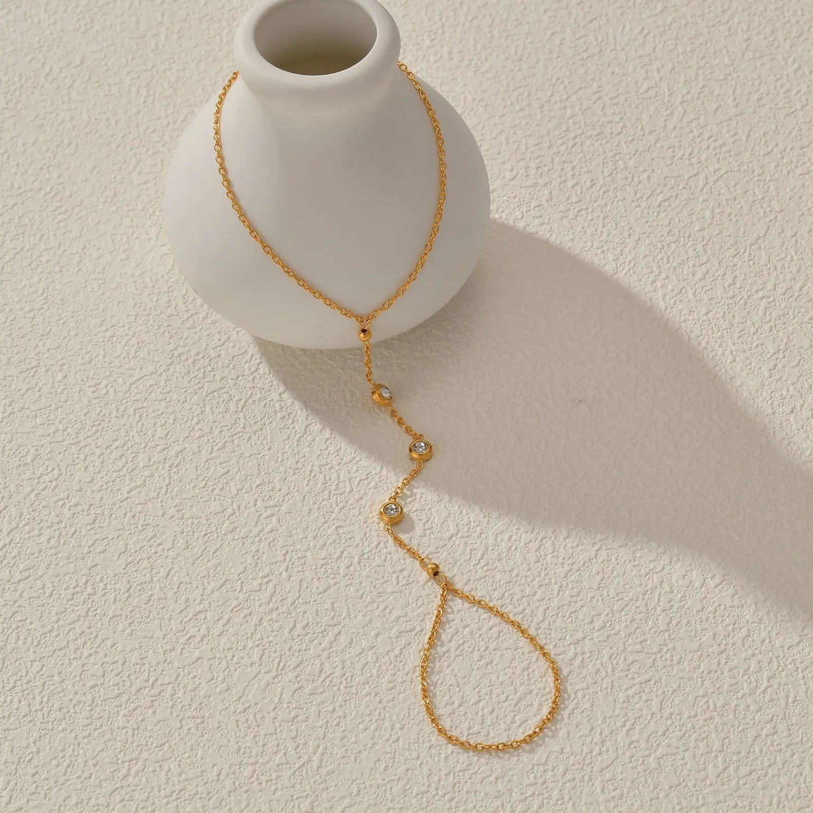 Atoz Gold Color Simple Zircon Ring Bracelets for Women Stainless Steel Tend Shiny Bracelet Birthday Jewelry Gift Accessories 260313