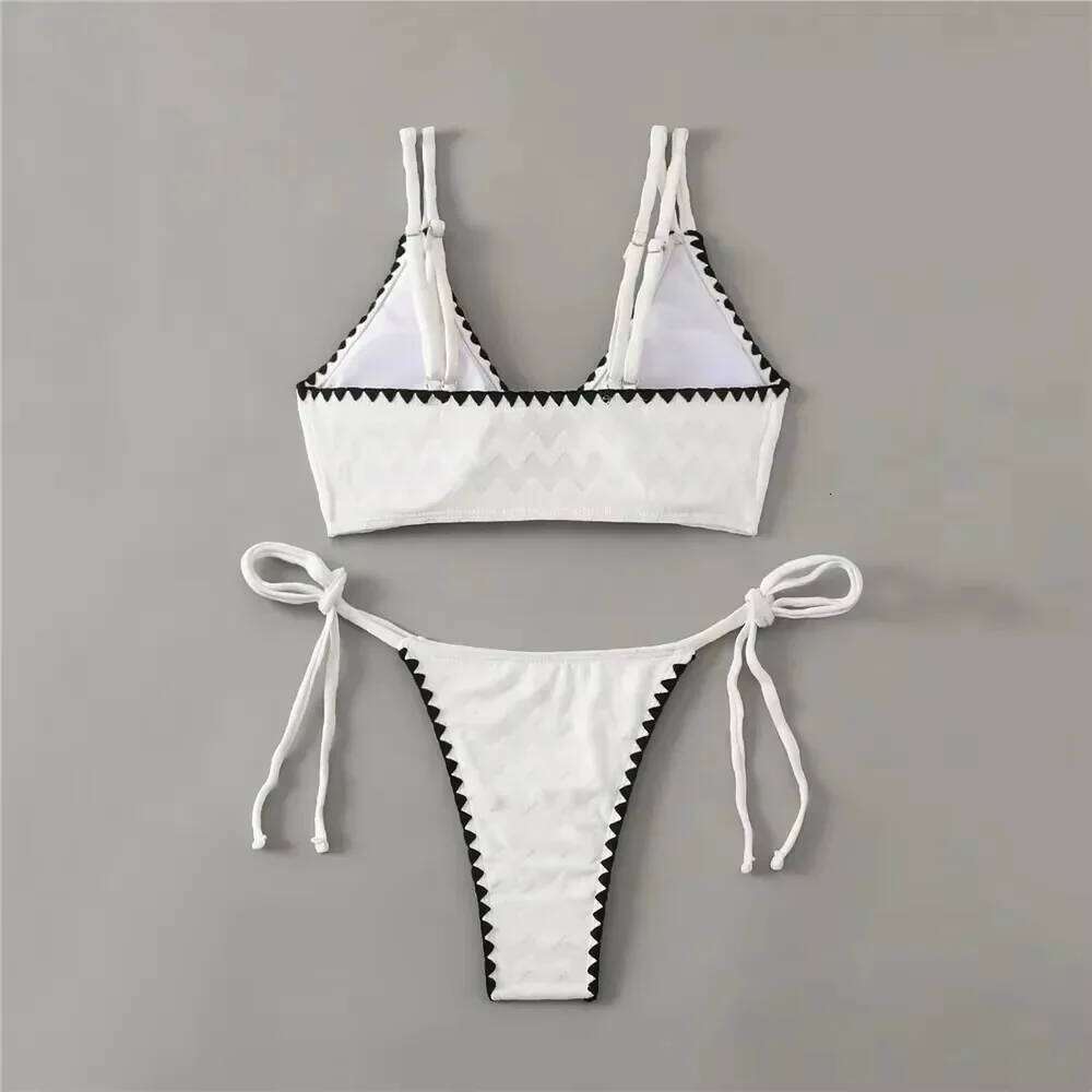 Sexy White Backless Swimwear Women 2024 One Piece Swimsuit Hollow Out Monokini Bathing Suit String Halter Swimming Wear Bather Y260303