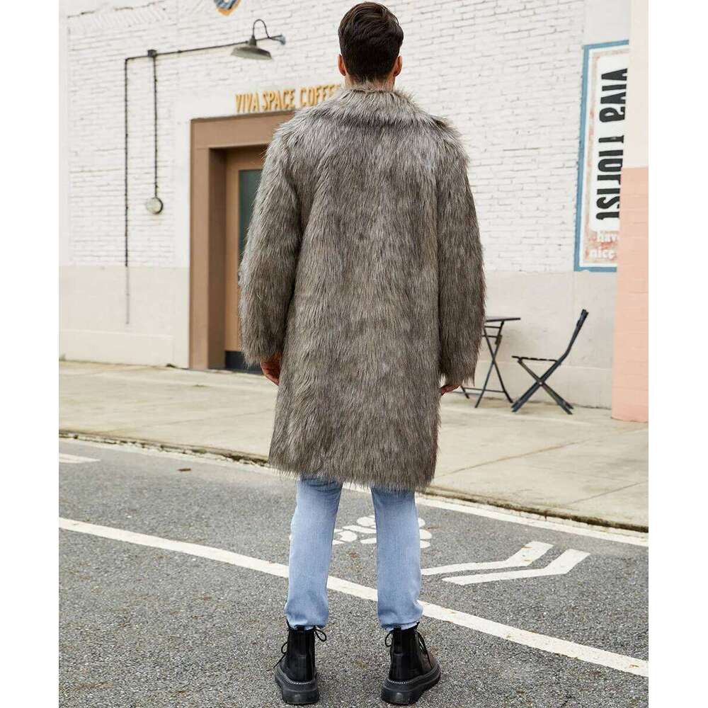 Men's Loose Plus Size Casual Trendy Turn-down Collar Long Sleeve Faux Fur Coats Autumn Winter American New Fashion Male Clothes Z260313