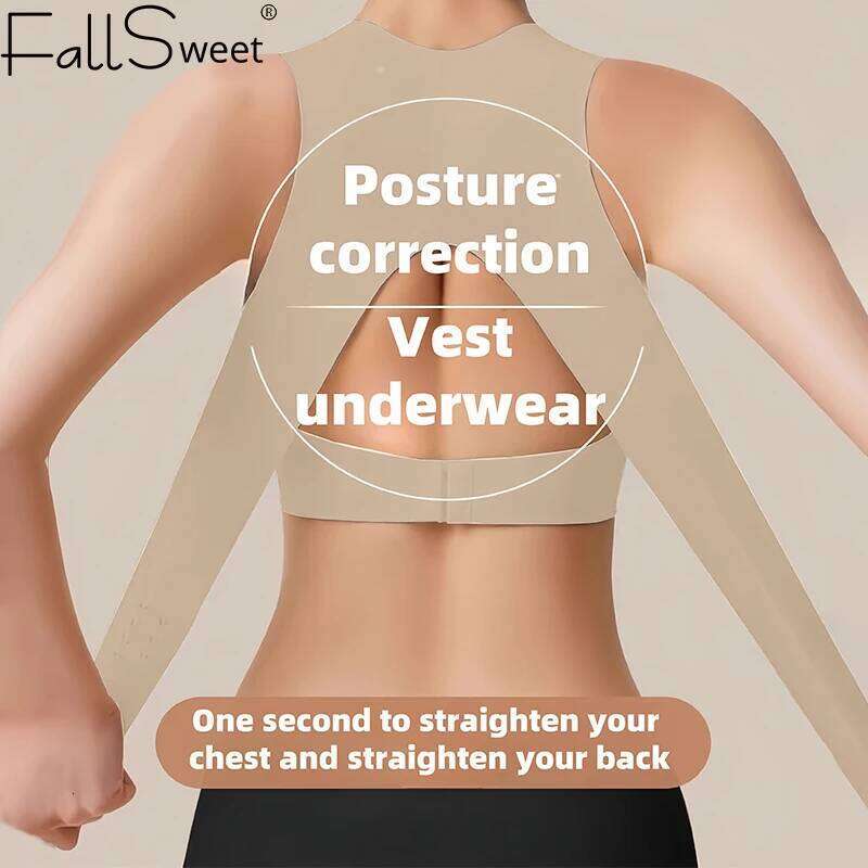FallSweet Wireless Posture Correction Bra Women Seamless Push Up Bralette with Cross Back Support for Daily Shaping Lingerie