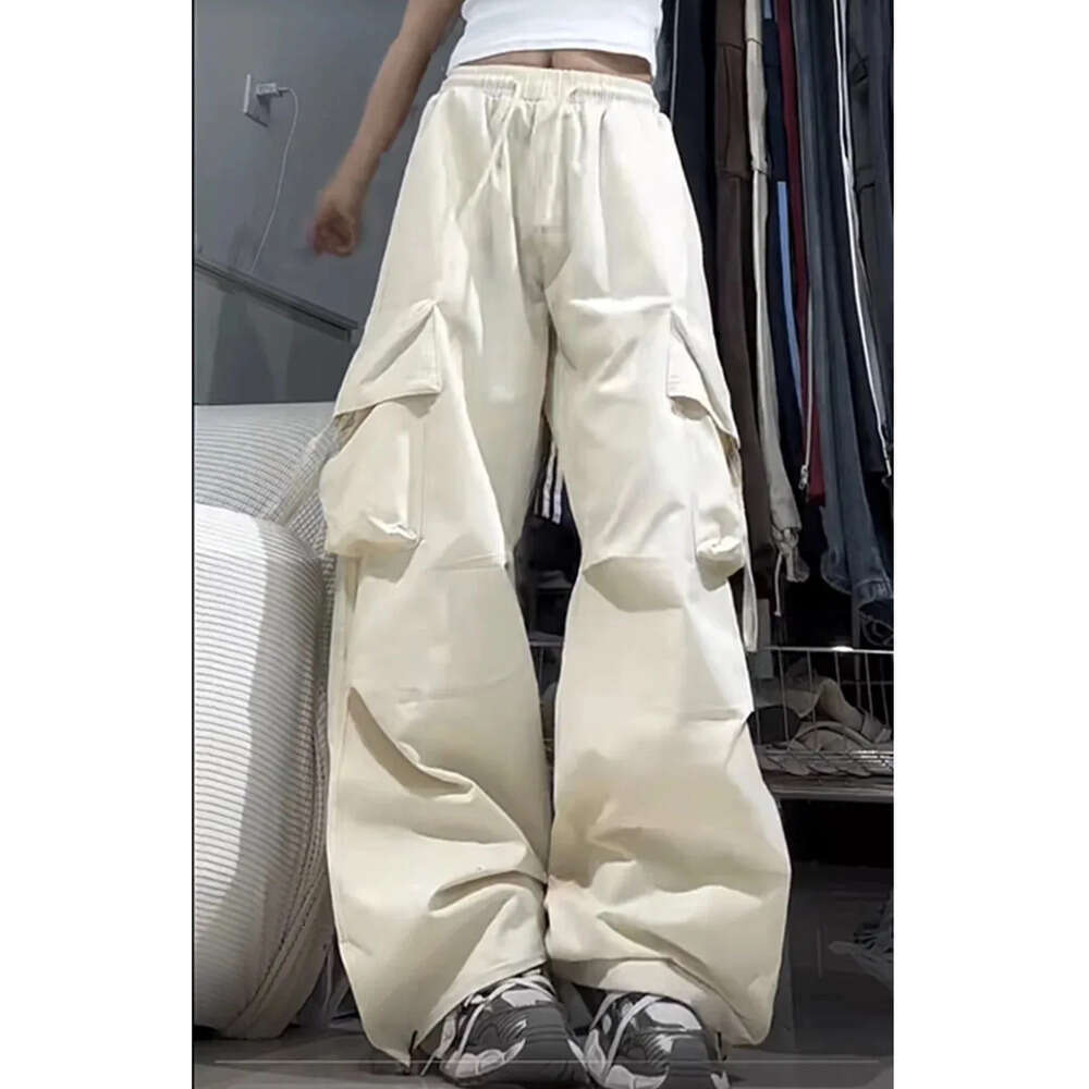 Retro Vintage High Street Baggy Pants Fashion Women Oversized Drawstring Pocket Pant Casual Streetwear Loose Jogger Trousers Z260312