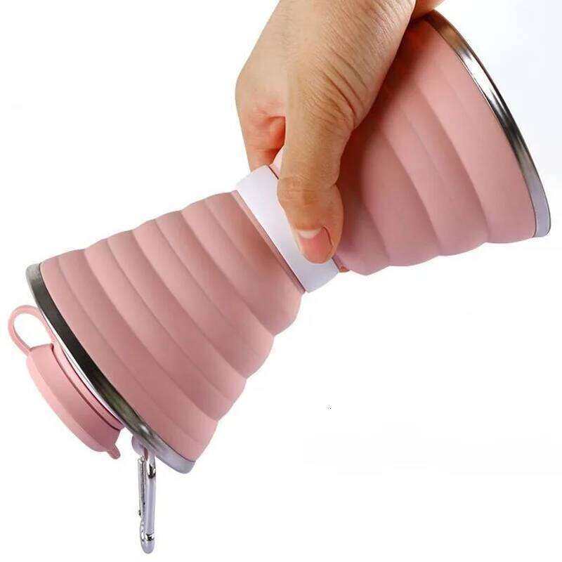 500mL New Portable Sports Foldable Soft Kettle Food Grade Silicone Folding Water Drinking Bottle Cup Z260314