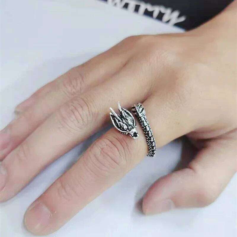Hot selling new 925 sterling silver retro domineering Chinese dragon creative personality open ring fashionable and exquisite H260312