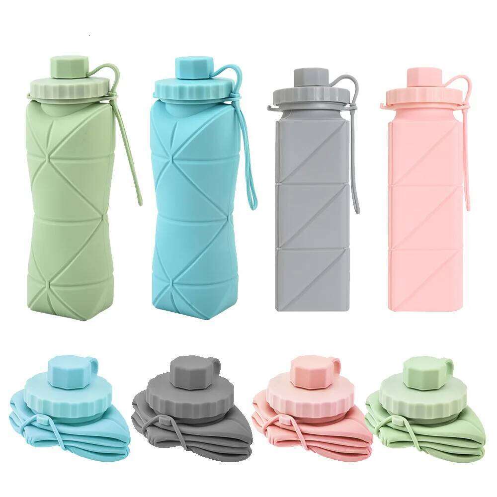 Silicone Folding Outdoor Portable Collapsible Sports Handle Diamond-Shaped Water Bottle Z260313