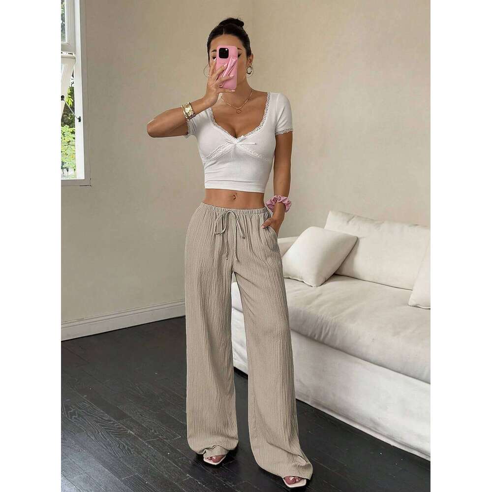 New straight leg floor length pants with European and American temperament