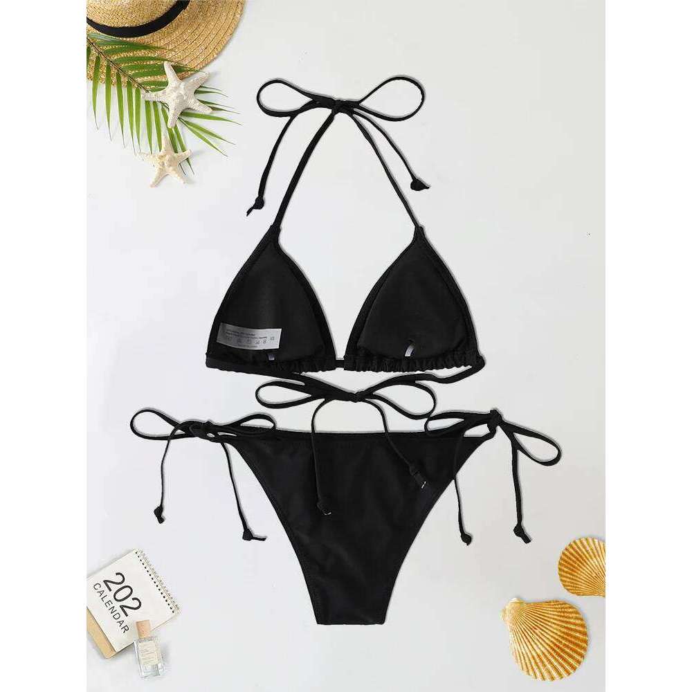 2Pc/Set 2024 Fashion Sexy Swimsuit Women Bikinis Set Triangle Swimwear String Beachwear Thong One Piece Suits Brazilian Biquini Y260303