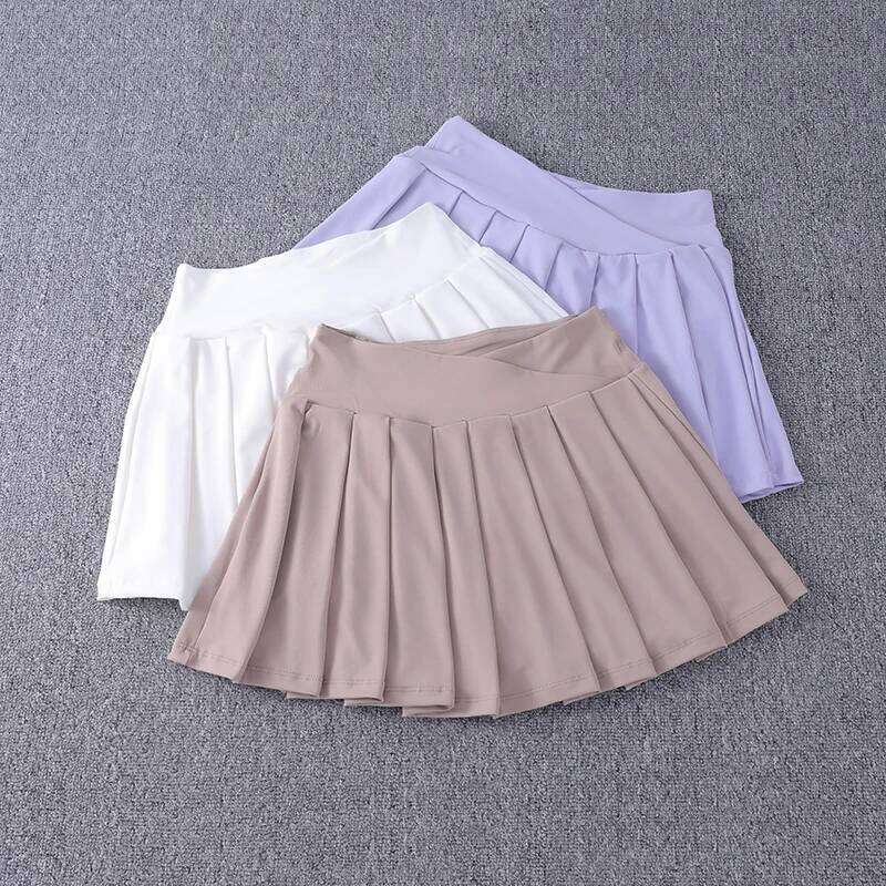 2024 New Best-Selling Pleated Nylon Spandex High Waisted Pocket With Anti Glare A-Line Sports Tennis Skirt Z260314