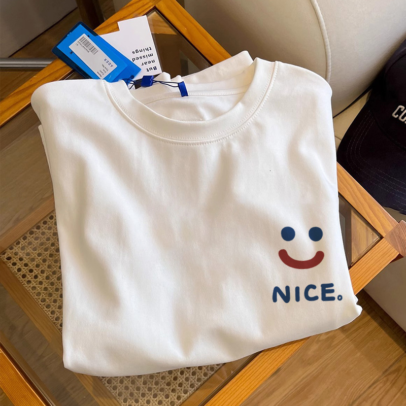 American Retro Heavy Cotton Short-sleeve T-shirt For Polo Designer Hoodie Women Summer Loose Fit Korean Style Trendy Regular Shoulder Women's Hal