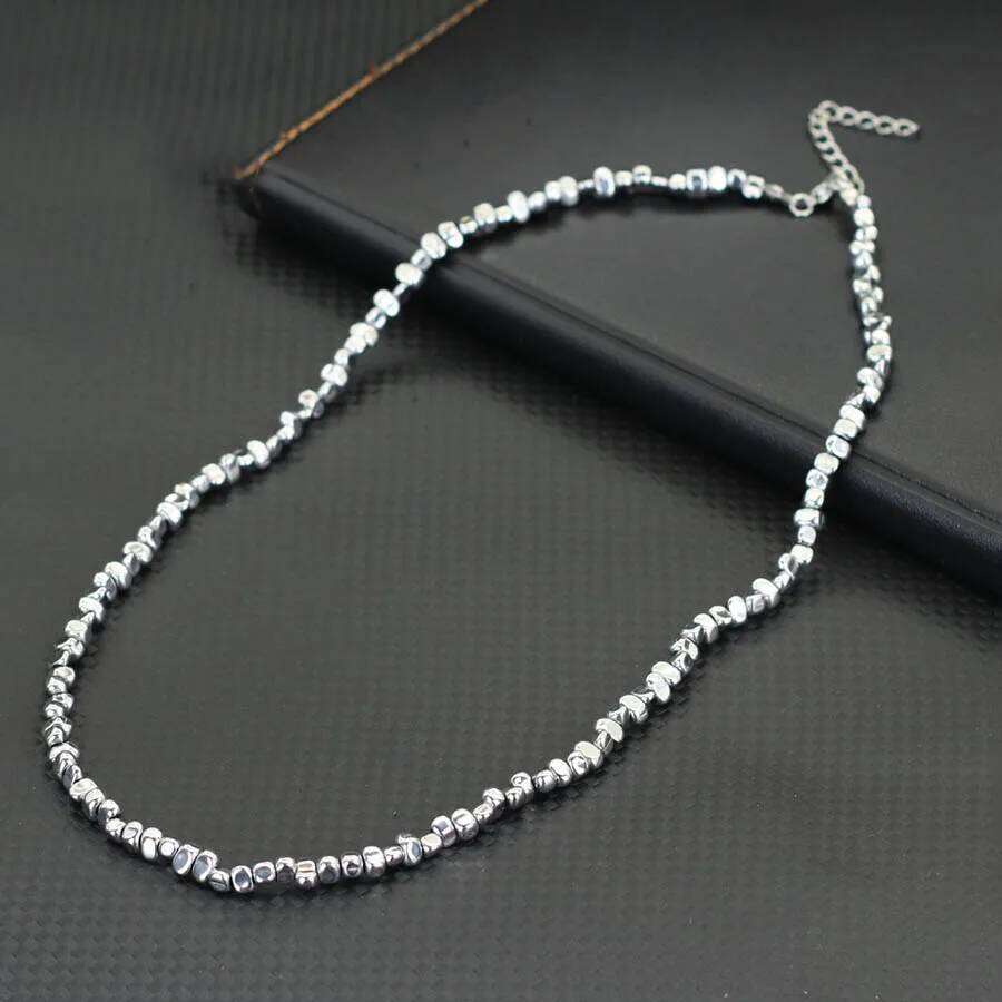 New Handmade Men Healing Necklace Irregular Hematite Stone Beads Energy Jewelry Short Collar Hiphop Neck Accessories Hombre H260312