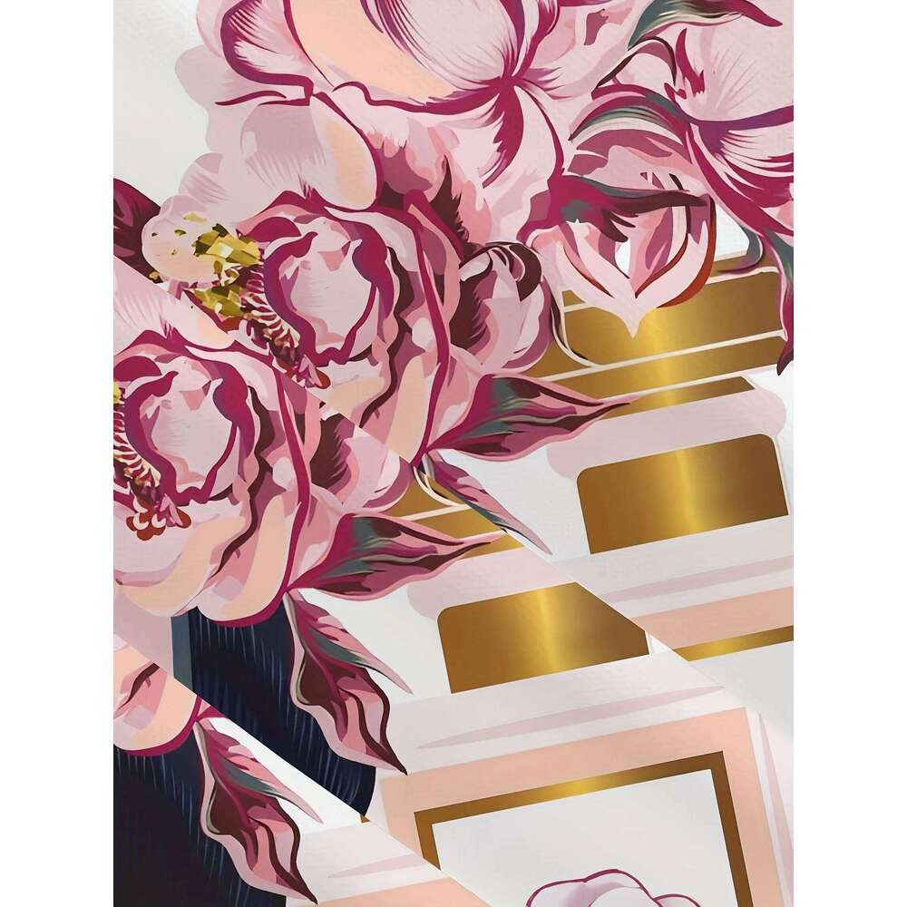 Chic 3D Pink Rose & Black High Heel Print T-Shirt for Women - Casual Short Sleeve Crew Neck Top Breathable Z260314