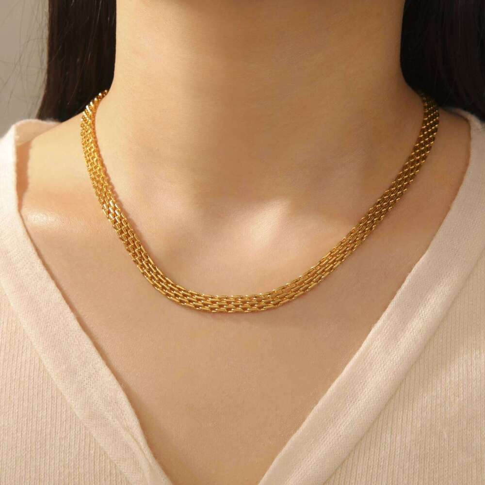 Fashion mesh chain 6MM/8MM wide necklace stainless steel fashion simple jewelry gift H260312