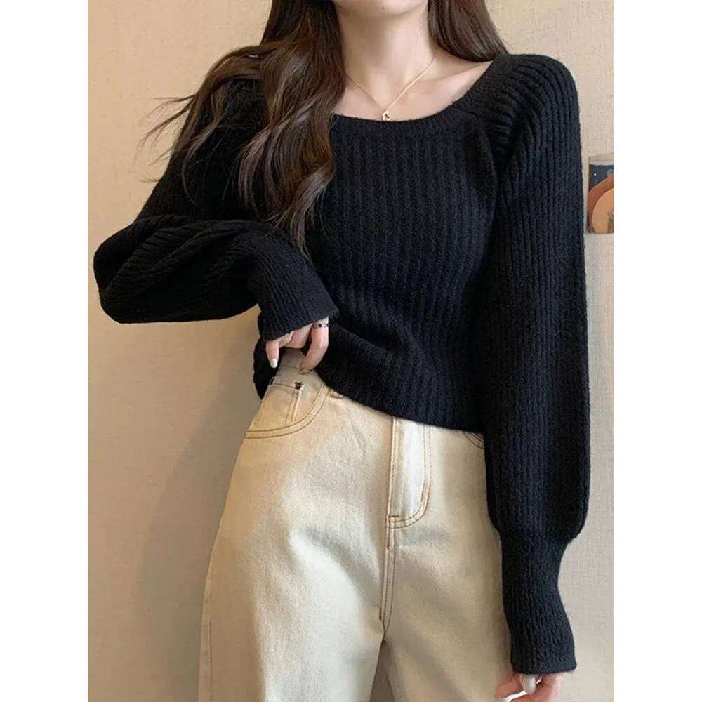 Autumn Winter Loose Sweaters Casual Soft Long Puff Sleeve Pullovers Jumpers Knitwear Basic Sweater For Women Tops Z260313